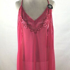 INC Pink Floral Embrodiery Sheer Sexy Nightgown 2X